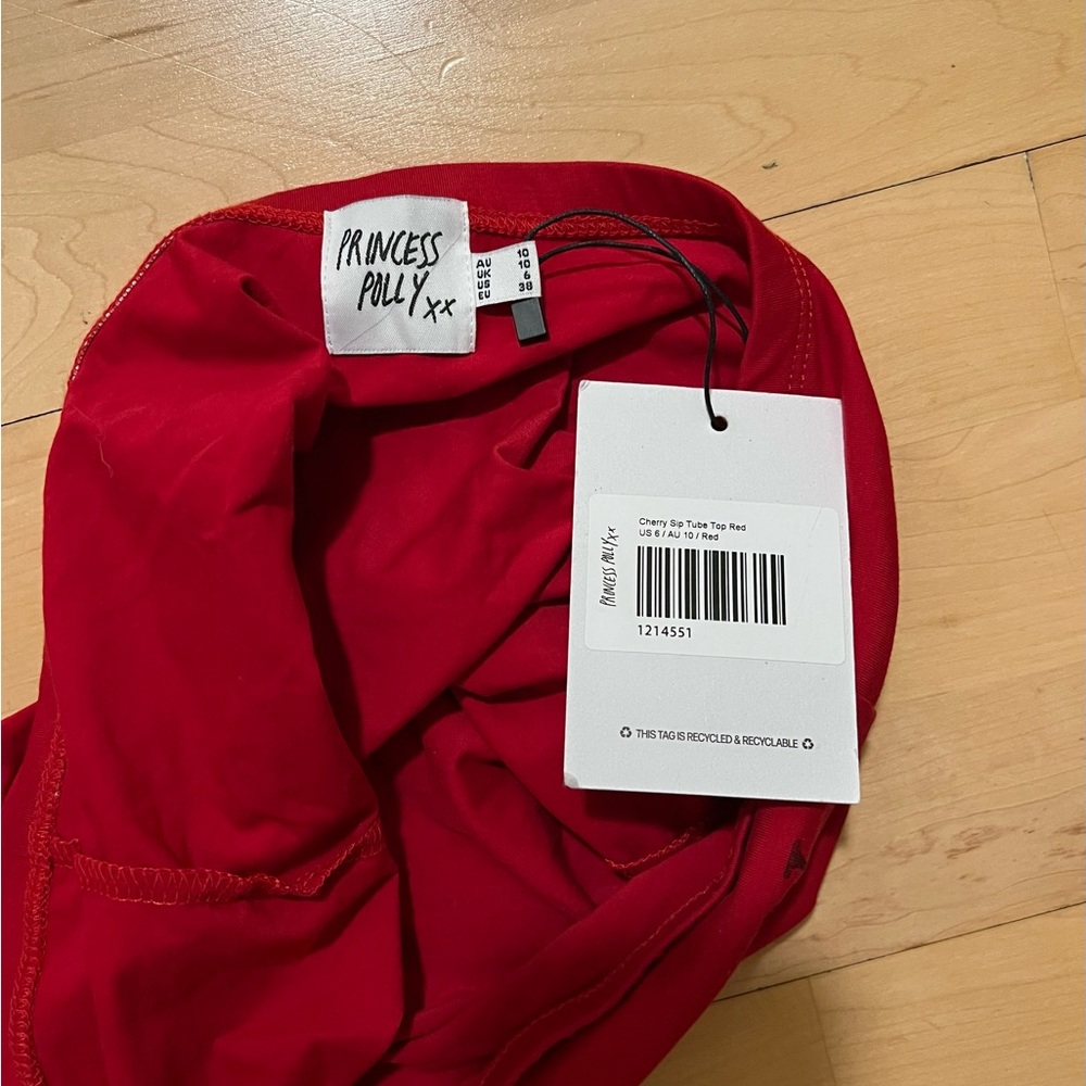 Princess Polly Cherry Graphic Red Tube Top - Picture 3 of 3